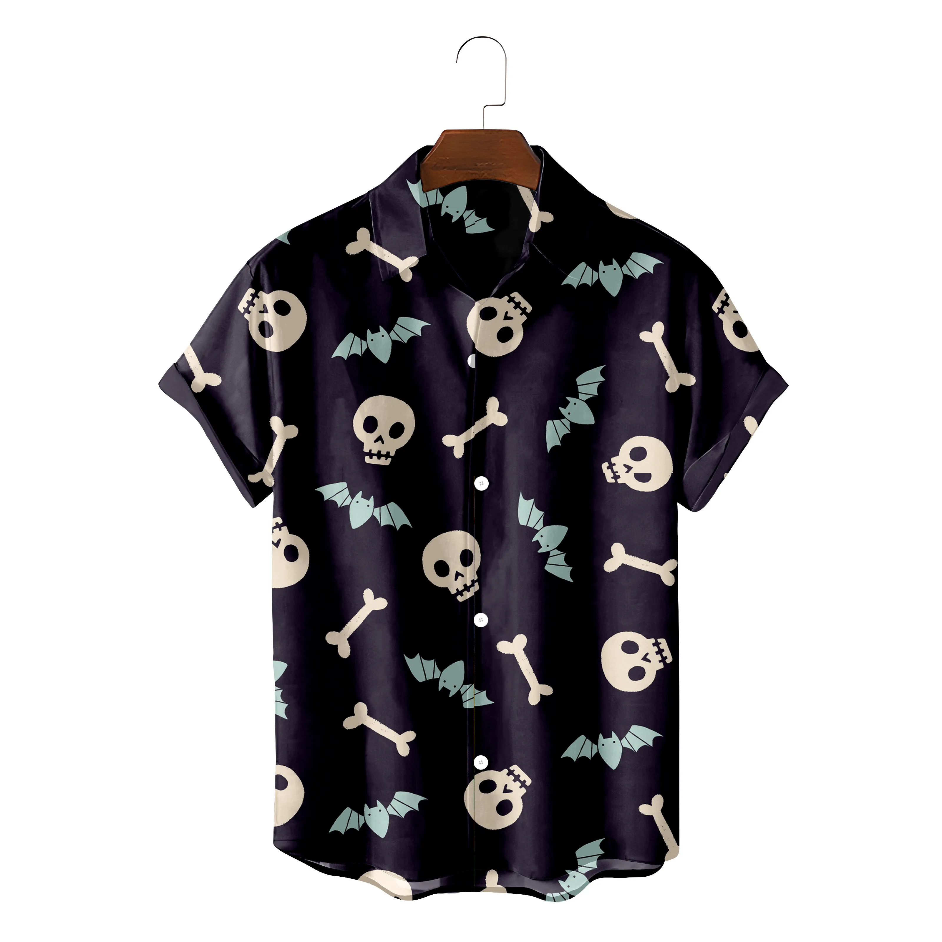 

Summer Cosy Men Hawaiian Shirt Fashion Summer Beach Skeleton Skull Graphic Blusas Camisa Masculina Ropa Hombre Button Up Blouses