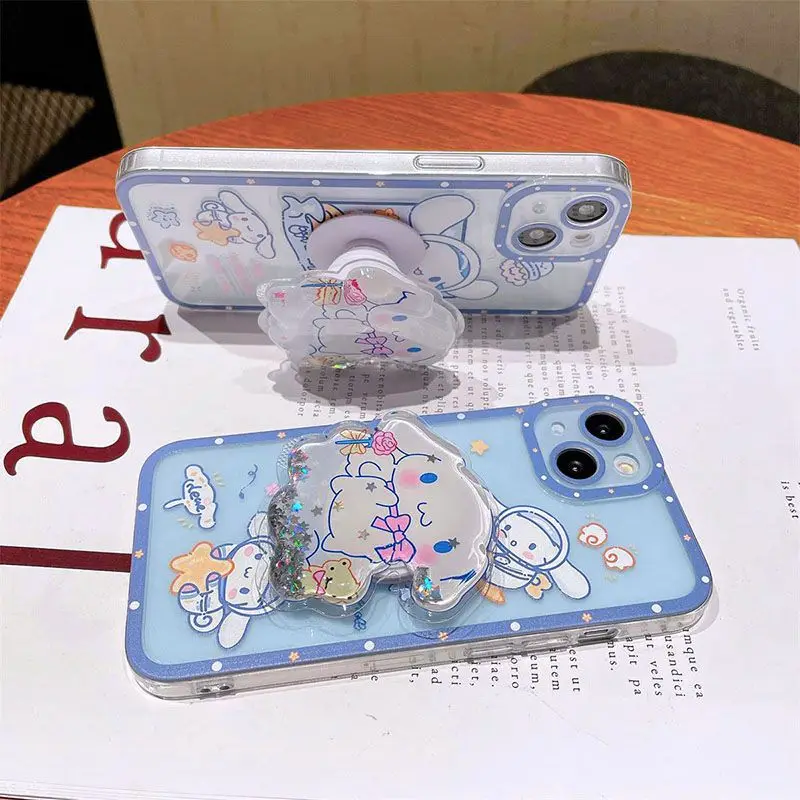 

Cinnamoroll Sanrio Phone Case with Quicksand Stand for Iphone 11 12 13 14 Pro Max X Xs Xr 7 8Plus Cute Anime Shockproof Case