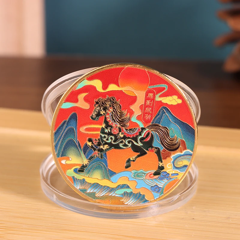 Памятная медаль на 2026 год лошади, цветные монеты зодиака с лошадью, золото, серебро, железные поделки, школьные мероприятия, маленькие подарки