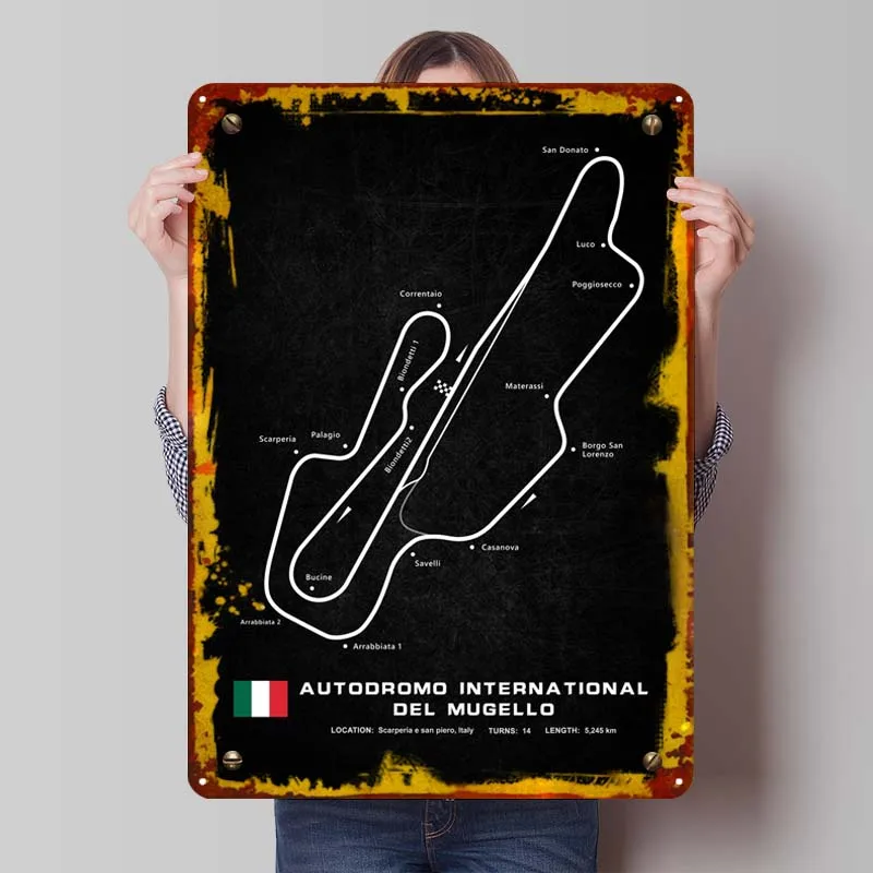 Жестяная вывеска Mugello спортивный постер винтажная металлическая пластина