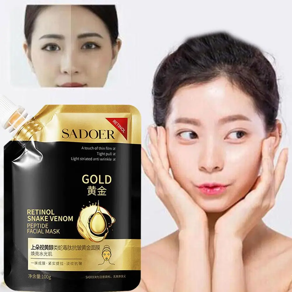 

100g Gold Peel Mask Lightens Blackheads Cleanses Pores And Tightens Facial Mask Nose Mask Deeply Cleanses Pores Tightens