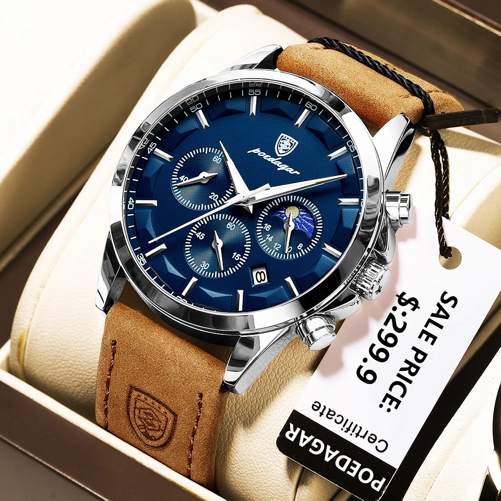 POEDAGAR мужские часы повседневные модные оригинальные кварцевые для мужчин