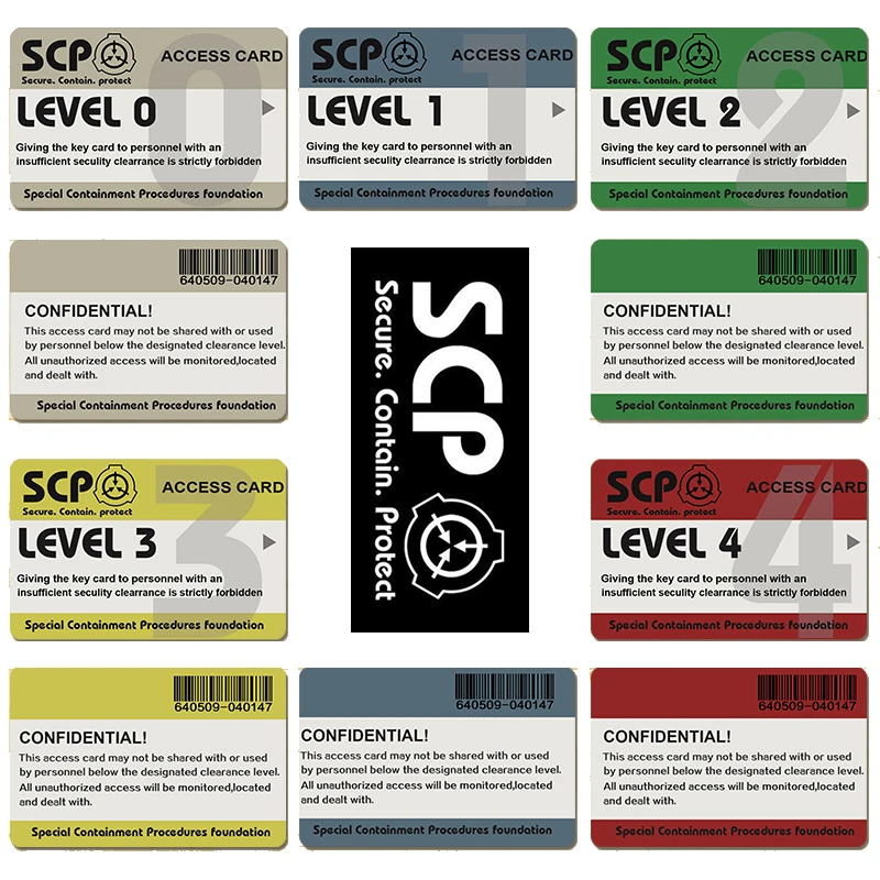 

SCP secret foundation Card Stickers Special Logo Cosplay Access Grade CA-2552