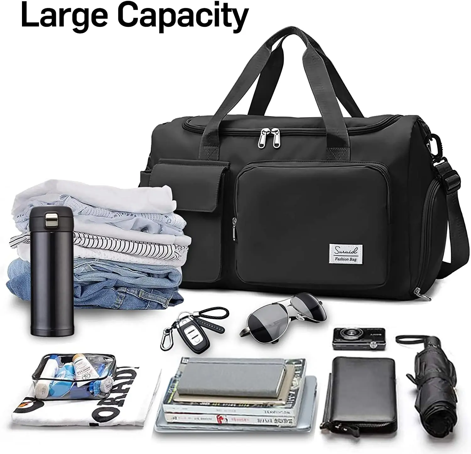 2022 New Travel Duffel Bag with Shoes Compartment Sports Gym Bag with Dry Wet Separated Pocket for Men and Women