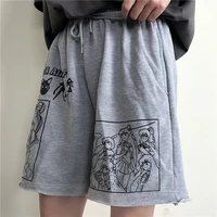 letter cartoon sports and leisure loose wild student was thin high waist shorts printed shorts loose elastic waist shorts 2021
