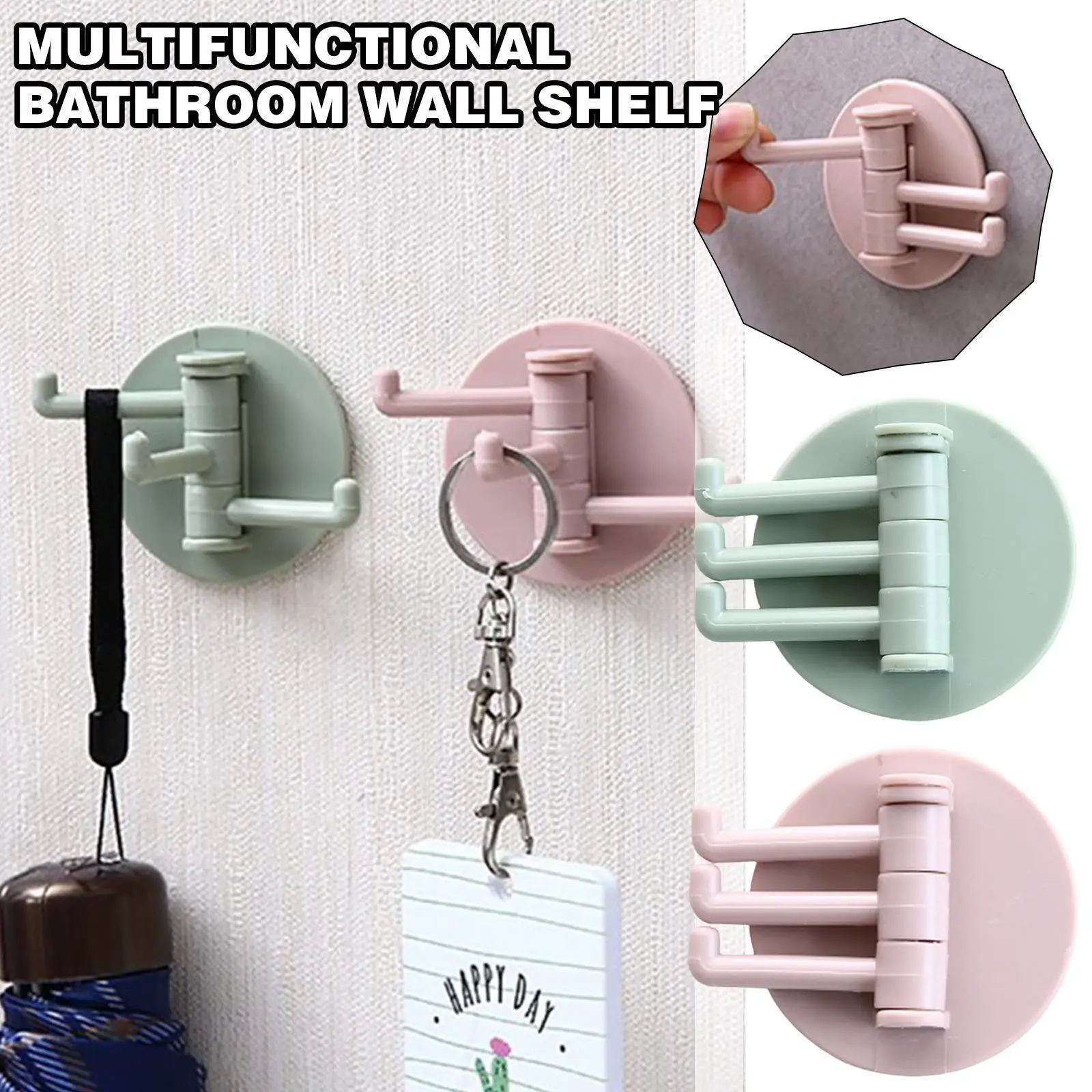 

5pcs Kitchen Rotating Hook Multifunctional Punch-free Bathroom Hooks Kitchen Wall 3 Hooks Invisible Branch Gadgets Storage N5G7