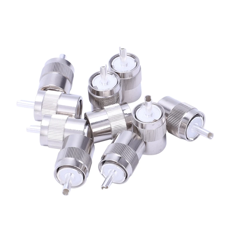 

10Pcs Connector UHF Male PL259 Plug Solder RG8 RG213 LMR400 7D-FB Cable Silver