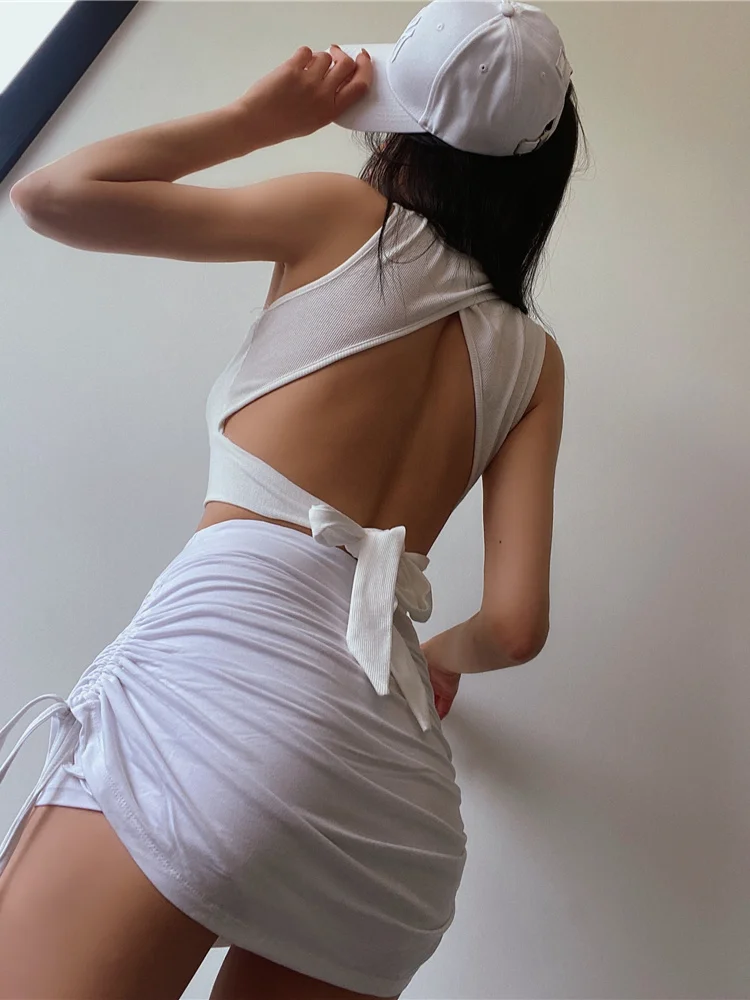 

Summer WOMENGAGA 2022 New Sexy Slim Side Drawstring Pleated Skorts Tight Elastic Slim Shorts Hot Sexy Korean Shorts 90AK