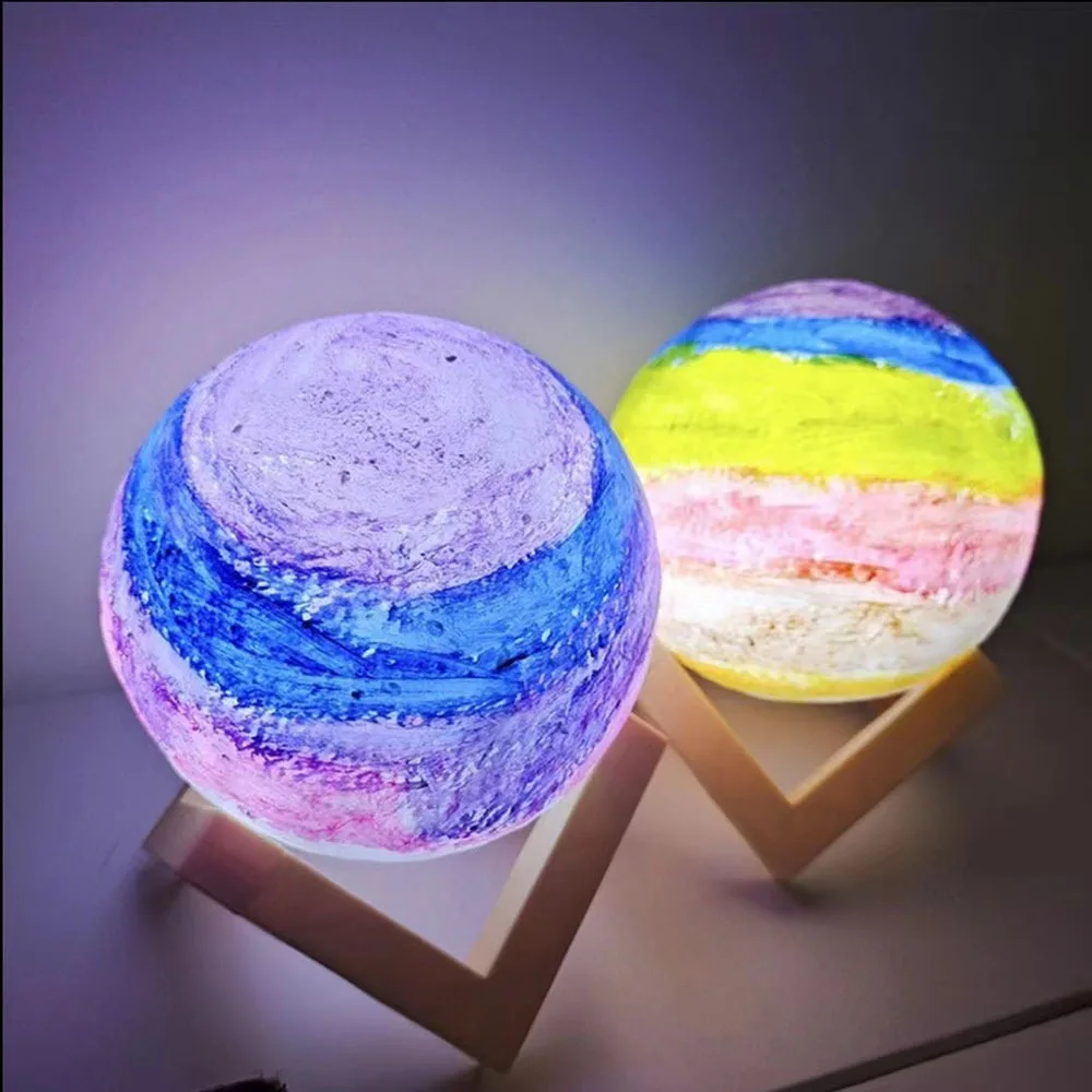 

3D Moon Lamp LED Night Light Battery Powered With Stand Starry Lamp Bedroom Decoration Kids DIY Painting Moon Lamp