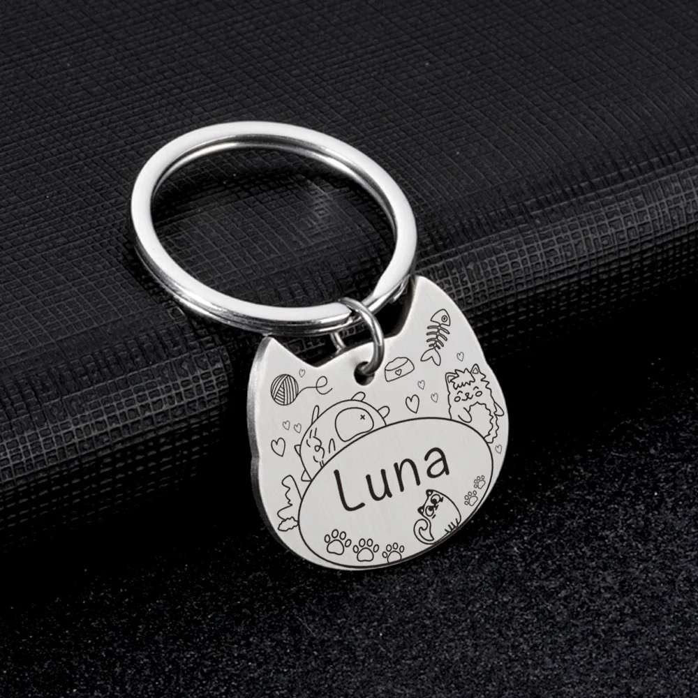 

Anti-lost Pet Name Tags Personalized Cat ID Tag Free Engraving Cats Kitten ID Tag Cat Face Plates Pendant Nameplate for Pets