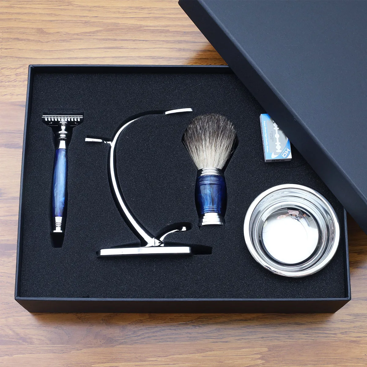 iRAZOR Премиальный винтажный безопасный бритвенный набор для бритья с кистью из