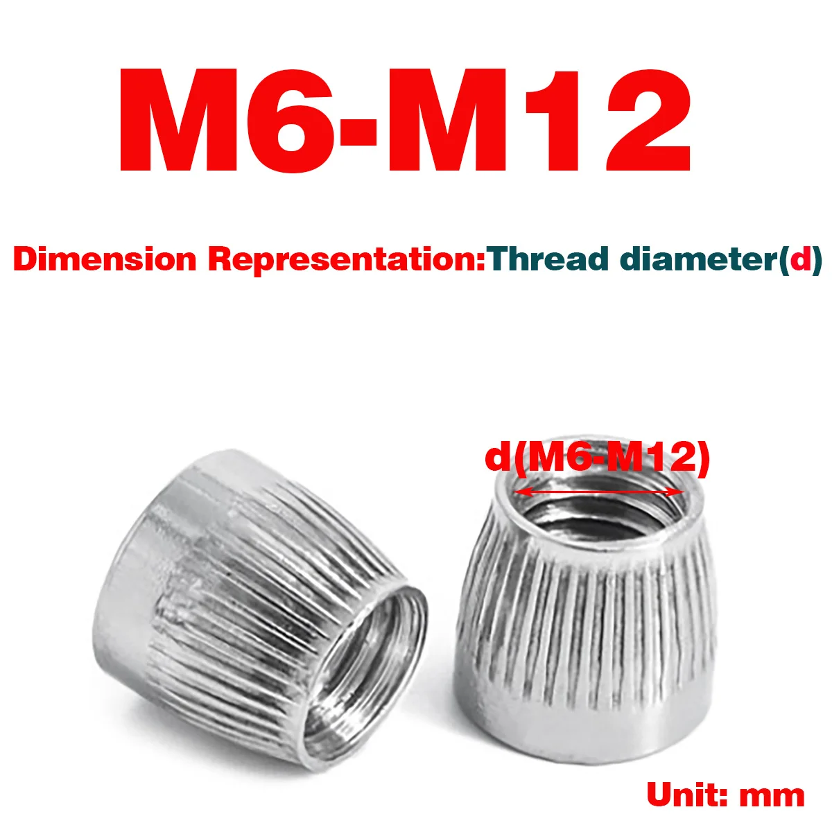 

304 Stainless Steel Cone Knurled Nut M6-M12