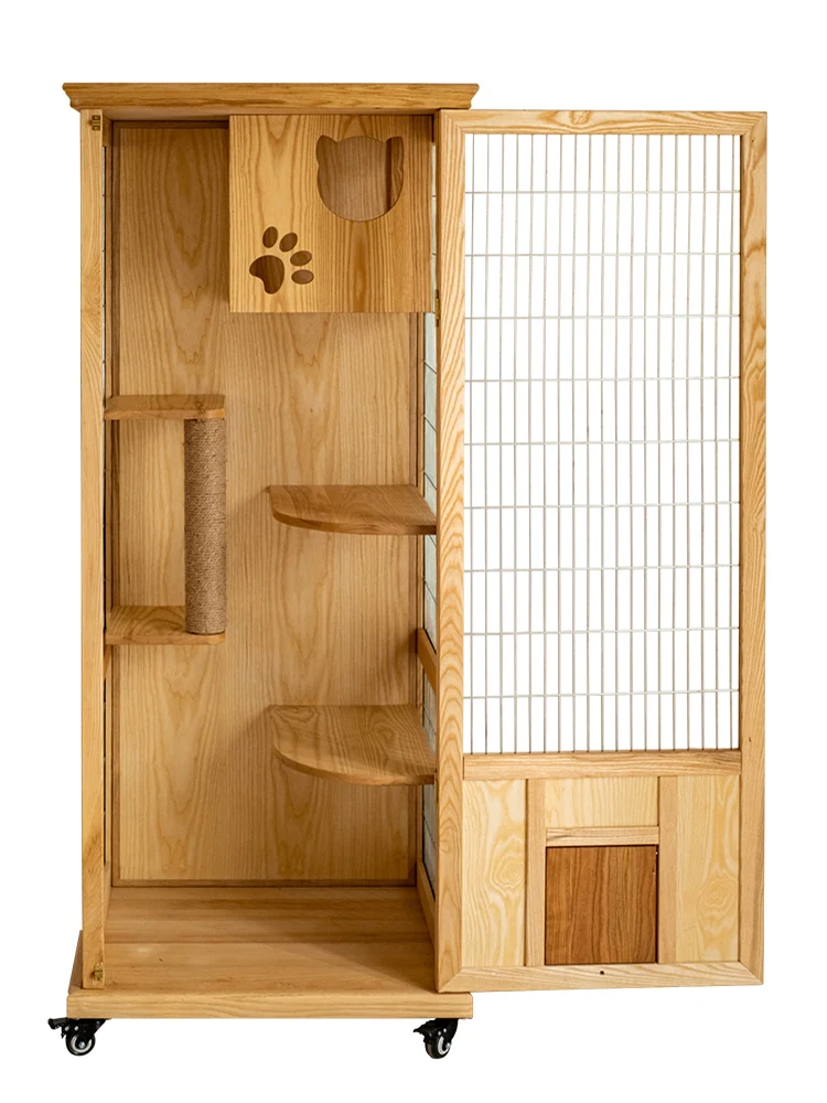 

Pewter Solid Wood Cattery Cat Nest Premium Cat Villa Luxury Cat House Home Large Cat Cabinet Display Cabinet