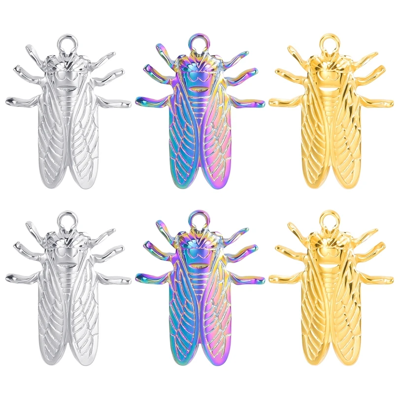 

6pcs Cicada Charms for Earring Jewelry Making Exquisite Punk Insect Animal Charms Pendants DIY Bracelet Necklace Handmade Crafts