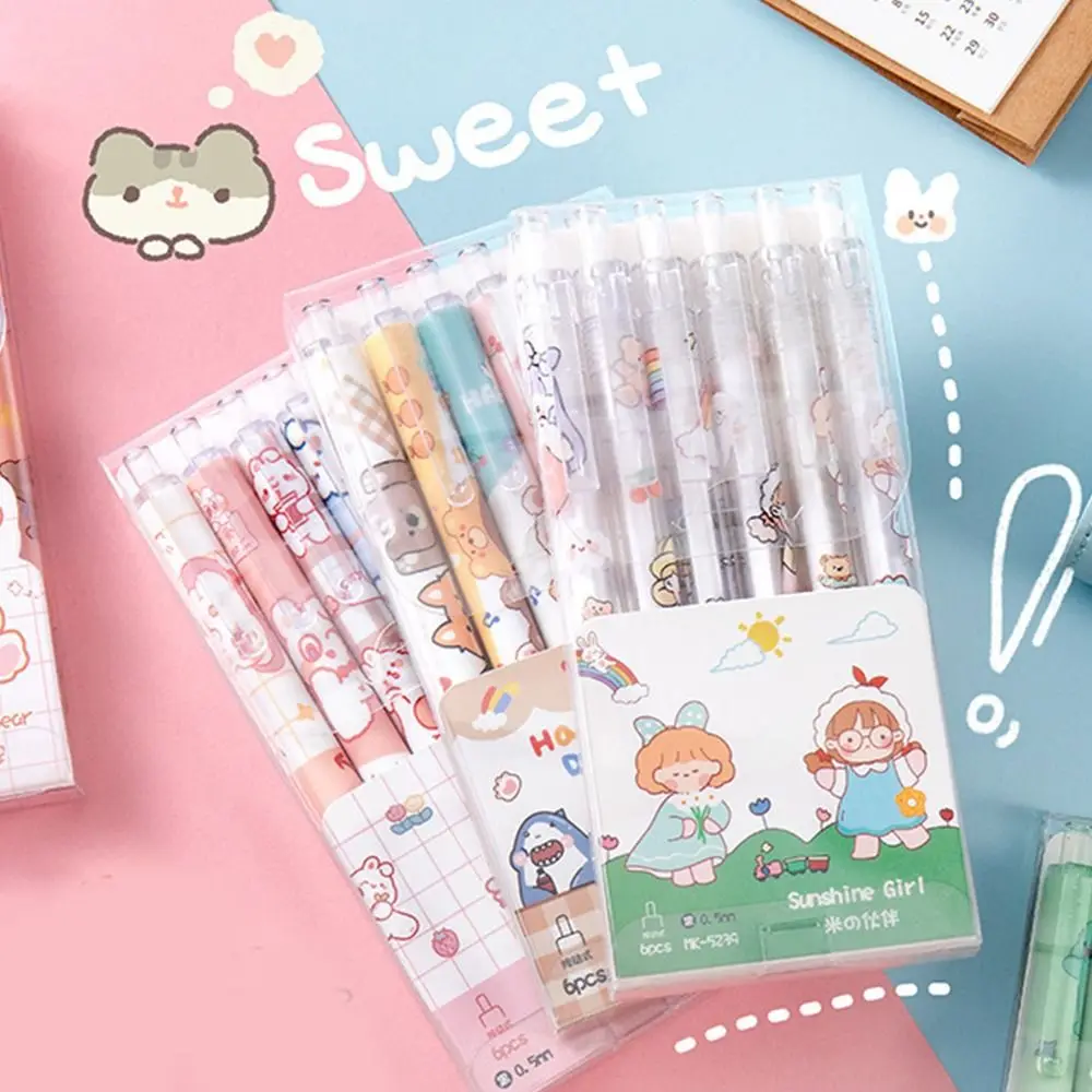 

Cartoon Office Supplies Students Stationery School Press Ballpoint Pen Neutral Gel Pen 0.5mm Writing Pen Gel Pen Set