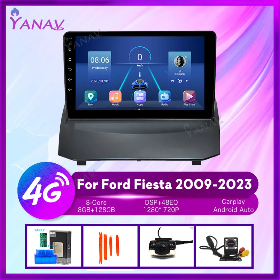 

Головное устройство для автомобиля Ford Fiesta 2009-2023, Android 10, 2 Din, стерео, Carplay, Android, автонавигация, GPS, DVD, мультимедийный плеер