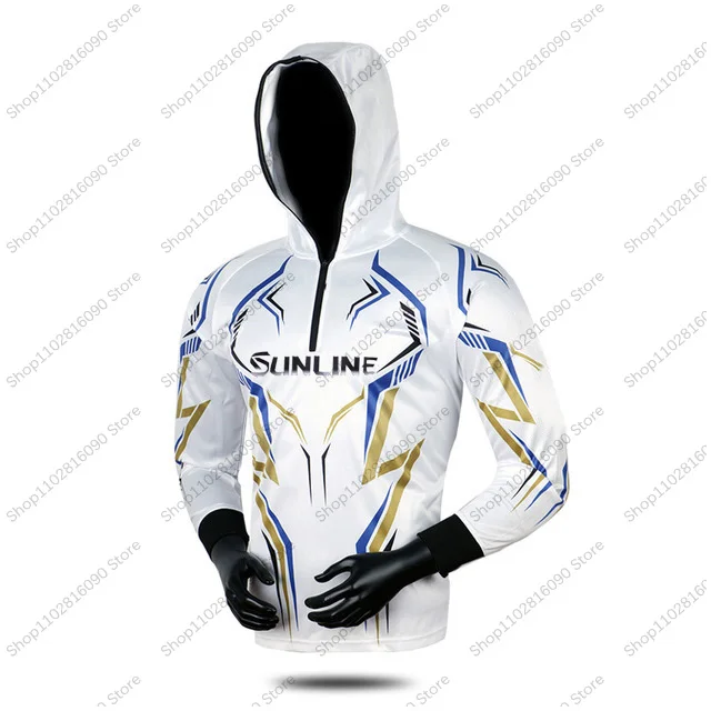 

Summer SUNLINE Fishing Hooded Men Breathable Sun Protection Fishing Jersey Outdoor Anti-UV Quick Drying Sunscreen Fishing Shirts