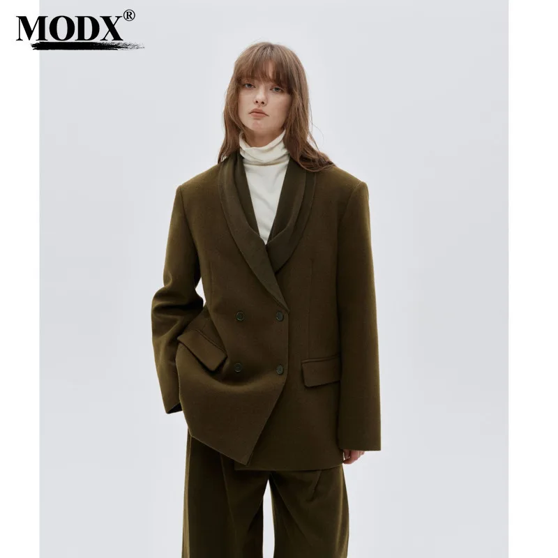 [MODX]Текстильный дизайн песен с воротником зеленого фруктов повседневная женская