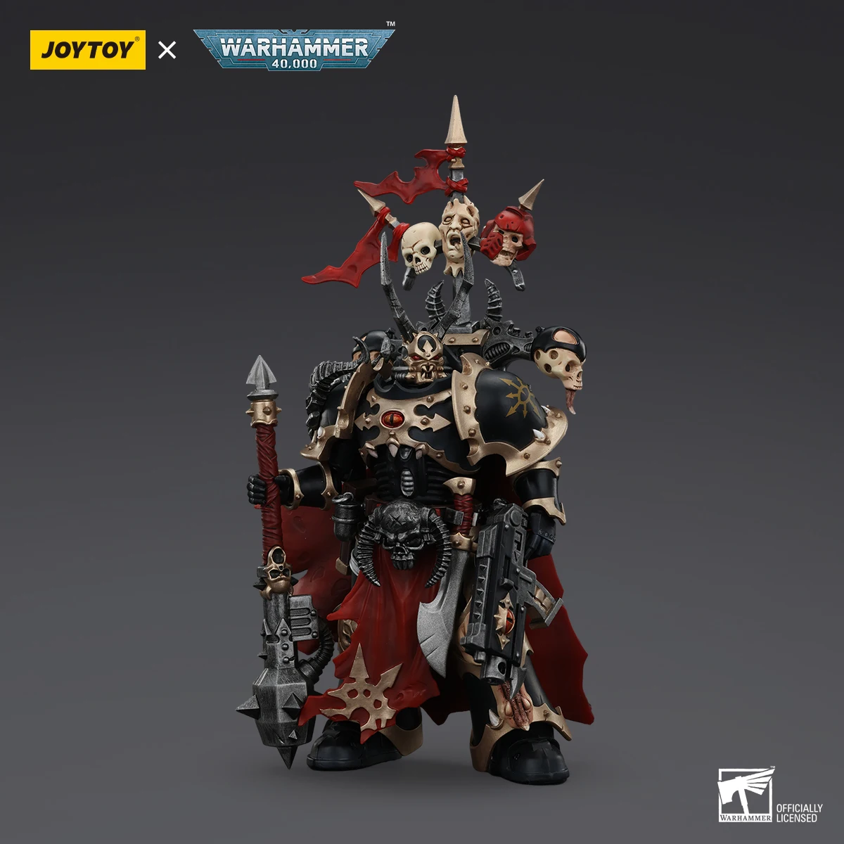 Фото JOYTOY Warhammer 40K Chaos Space Marines Черный Легион Выбранный Чемпион с Боллером и Молодой Фигурки оригинального коллекционирования №3