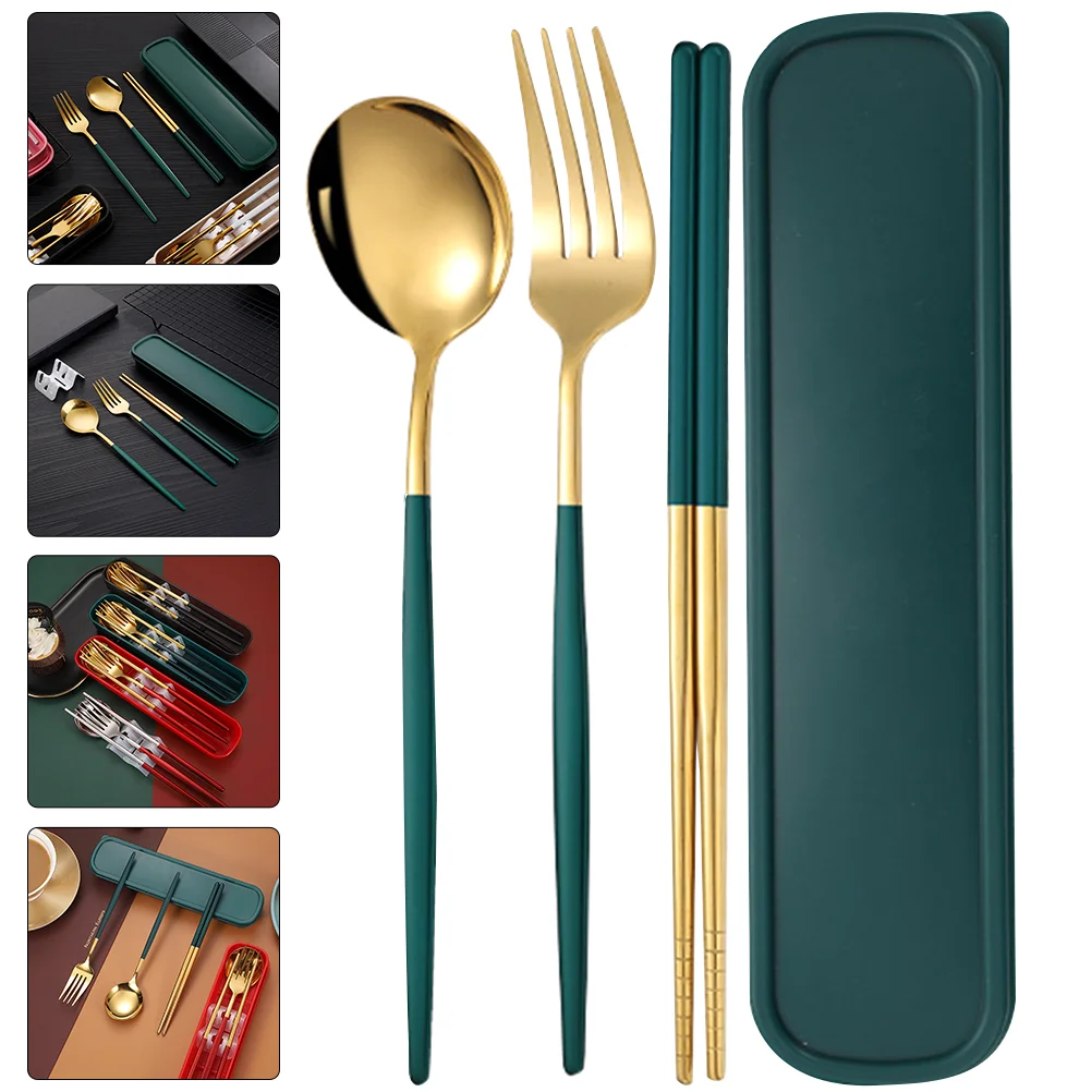 

Stainless Steel Chopsticks Outdoorsy Gifts Utensils Case Camping Dinnerware Stainless Steel Cutlery Spoon Fork Dessert Spoon