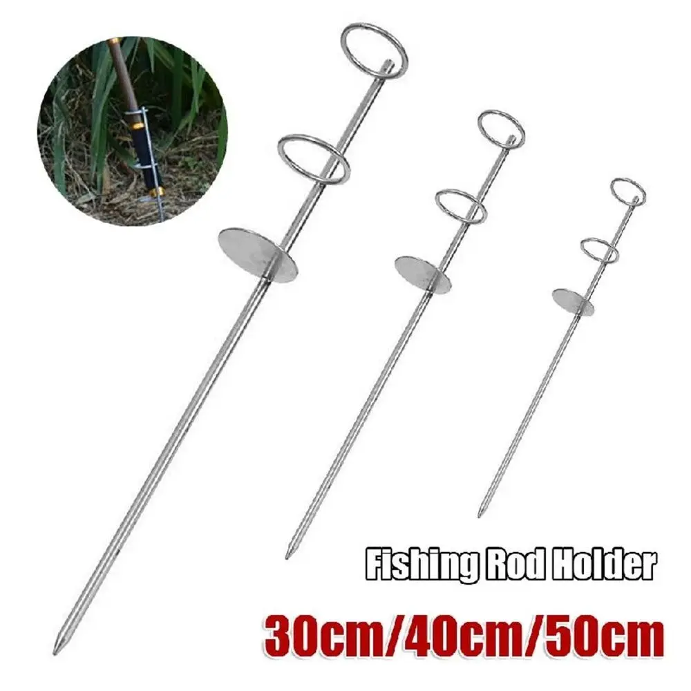 

30/40/50cm Portable Fishing Rod Holder Support Stainless Steel Ground Spike Rod Rest Stand Bank Fishing Ground Rod Holder Tackle