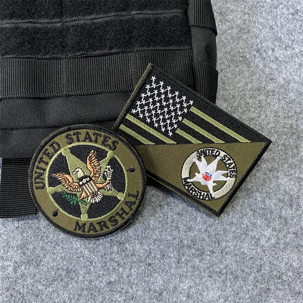 Фото US MARSHAL Hostage Rescue Team нарукавная повязка нашивки SHERIFF жилет значок на липучке большая вышивка COS моделирование армейский авиационный мораль №4