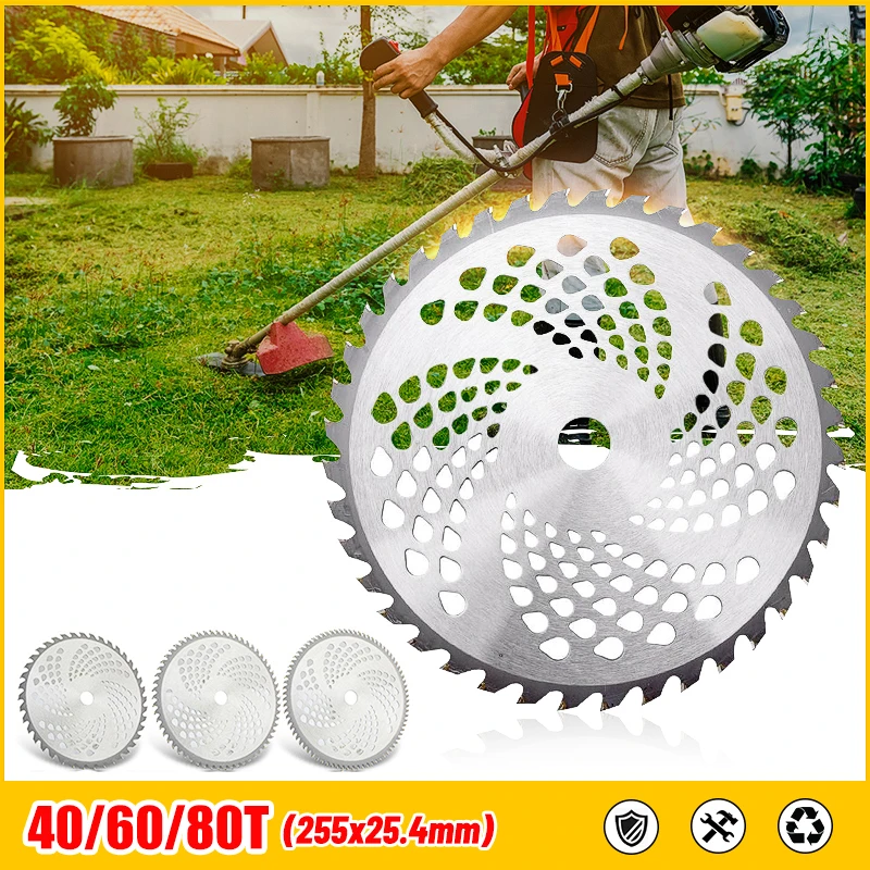 

255mm 40T/60T/80T Carbide Blade Circular Saw Lawn Mower Cutter Blade Replacement Grass Trimmer Head Brush Cutter Blade Adapter