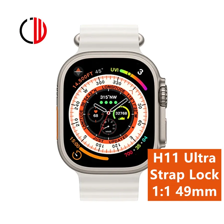 

JWMOVE Smart Watch Series8 H11 Ultra ECG Strap Lock Smartwatch 49mm IWO Men Women Real Screw Temperature Compass Long Standby