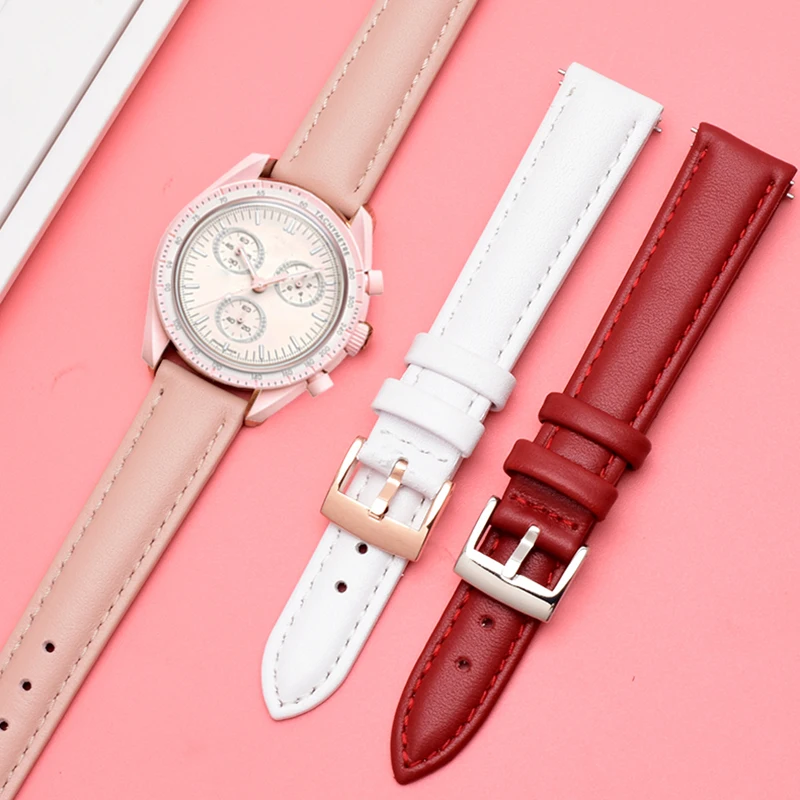 Ремешок кожаный быстросъемный для Omega Swatch спортивный браслет мужчин и женщин