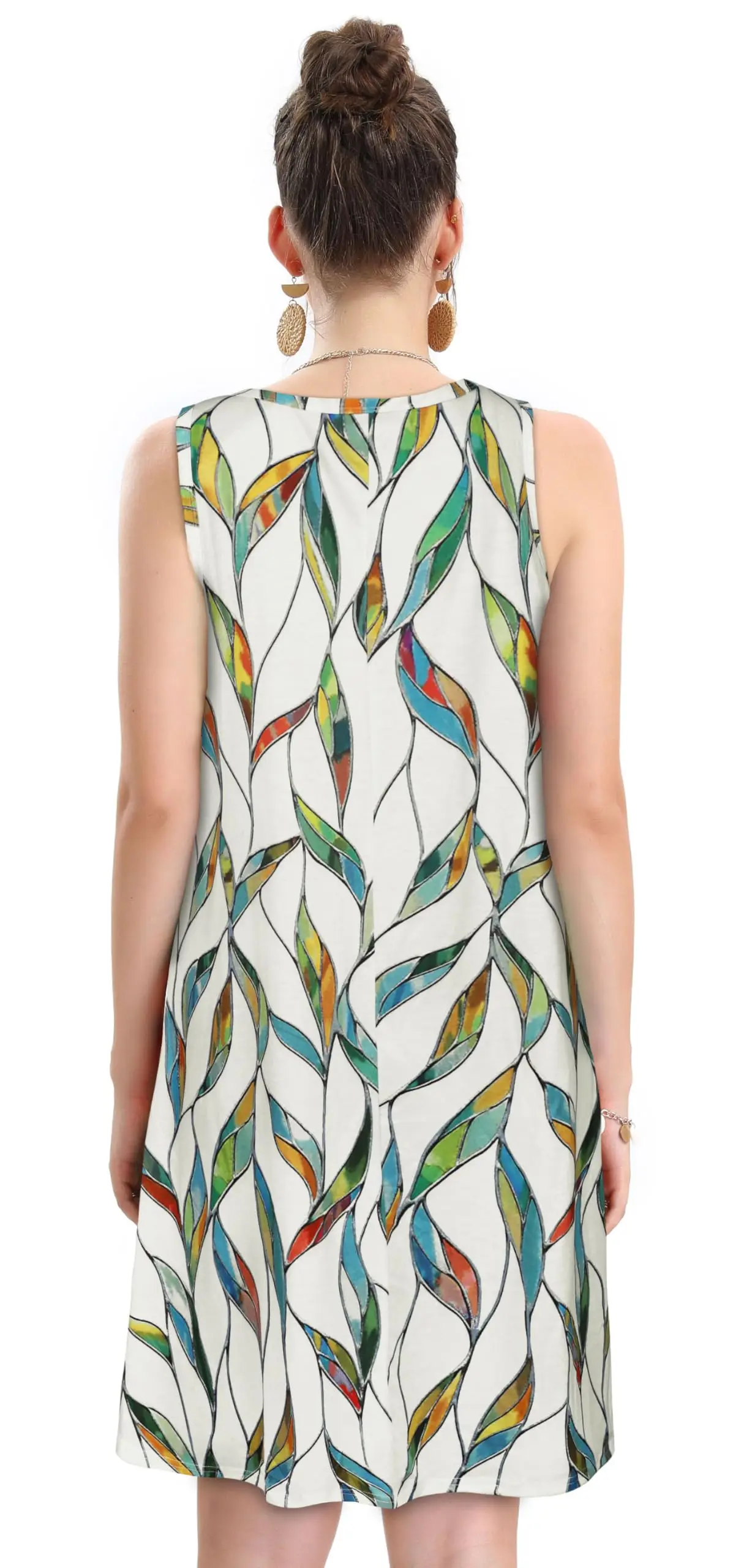 Женское платье без рукавов с цветочным принтом