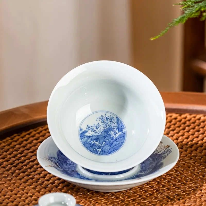 Цзиндэчжэнь антикварная грязь синий и белый морской журавль бытовой