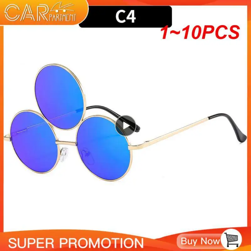 

1~10PCS New 2022 Sunglasses Third Lenses 3 Eyes Round Metal Vintage Sun Glasses For Women Men Fashion Eyewear Shades UV400