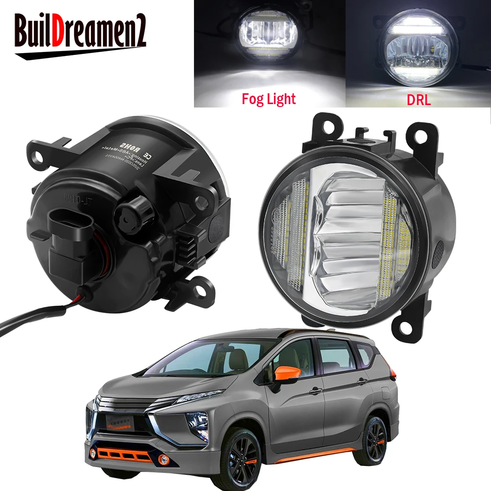 

Автомобильные противотуманные фары в сборе, 2 шт., 30 Вт, левая и правая фары, ДХО, светодиодные передние противотуманные дневные ходовые огни 12 В для Mitsubishi Xpander 2017-2020