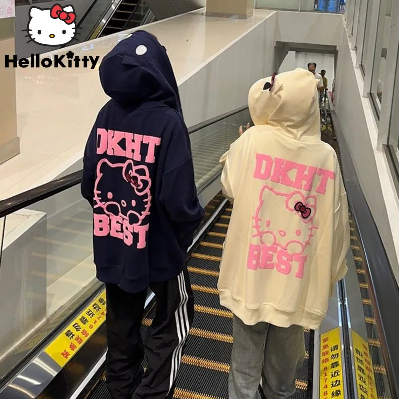 

Женские толстовки Sanrio с принтом Hello Kitty, новые осенние свободные универсальные парные кардиганы на молнии, Y2k, Свитшот в стиле преппи, 2023