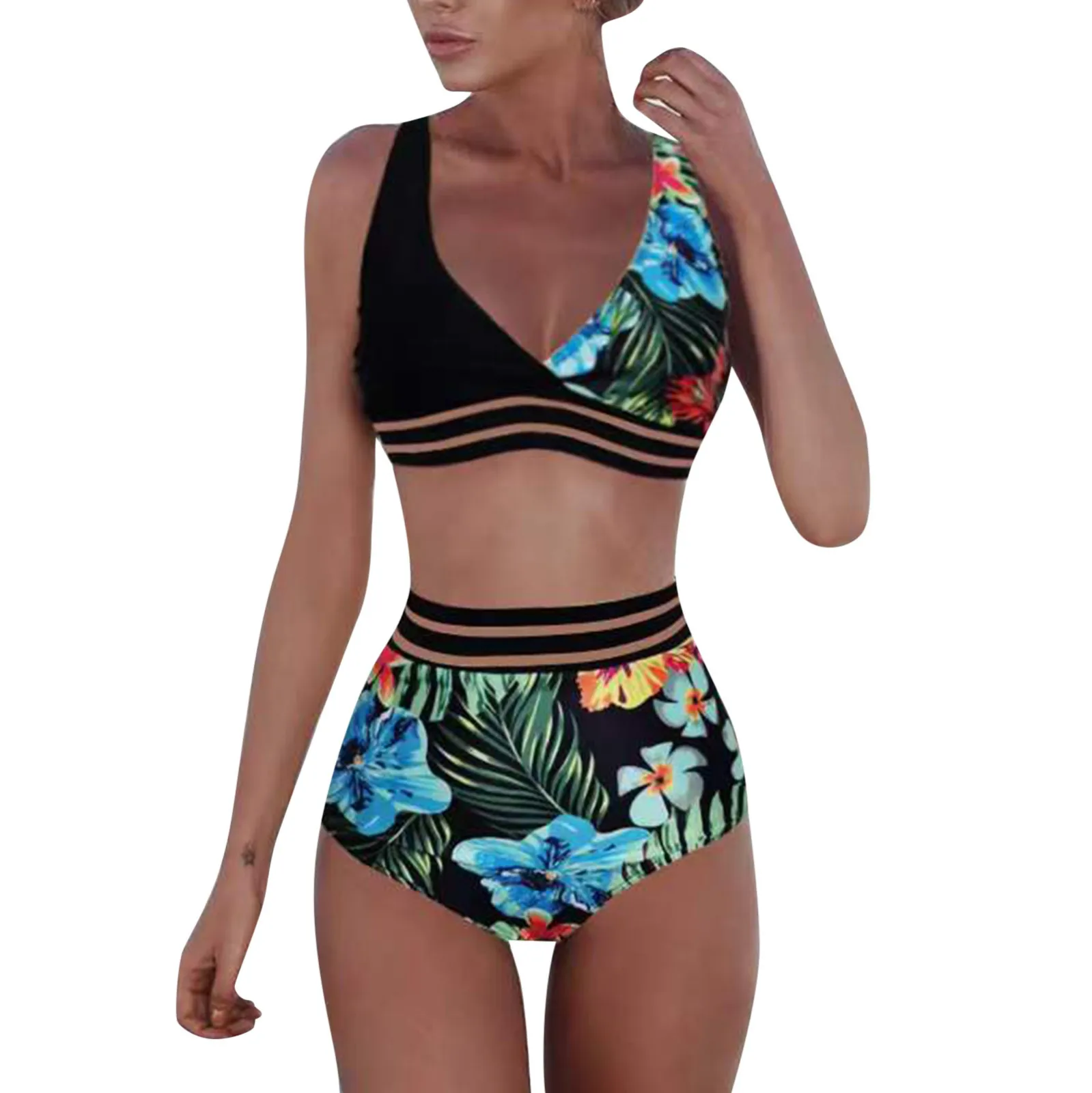

Women Color 2pack Print Bikini Set Cross Strap Swimsuit Two-piece Bikinis Swimsuit Beachwear Swimwear 2022 Conjunto Biquínis