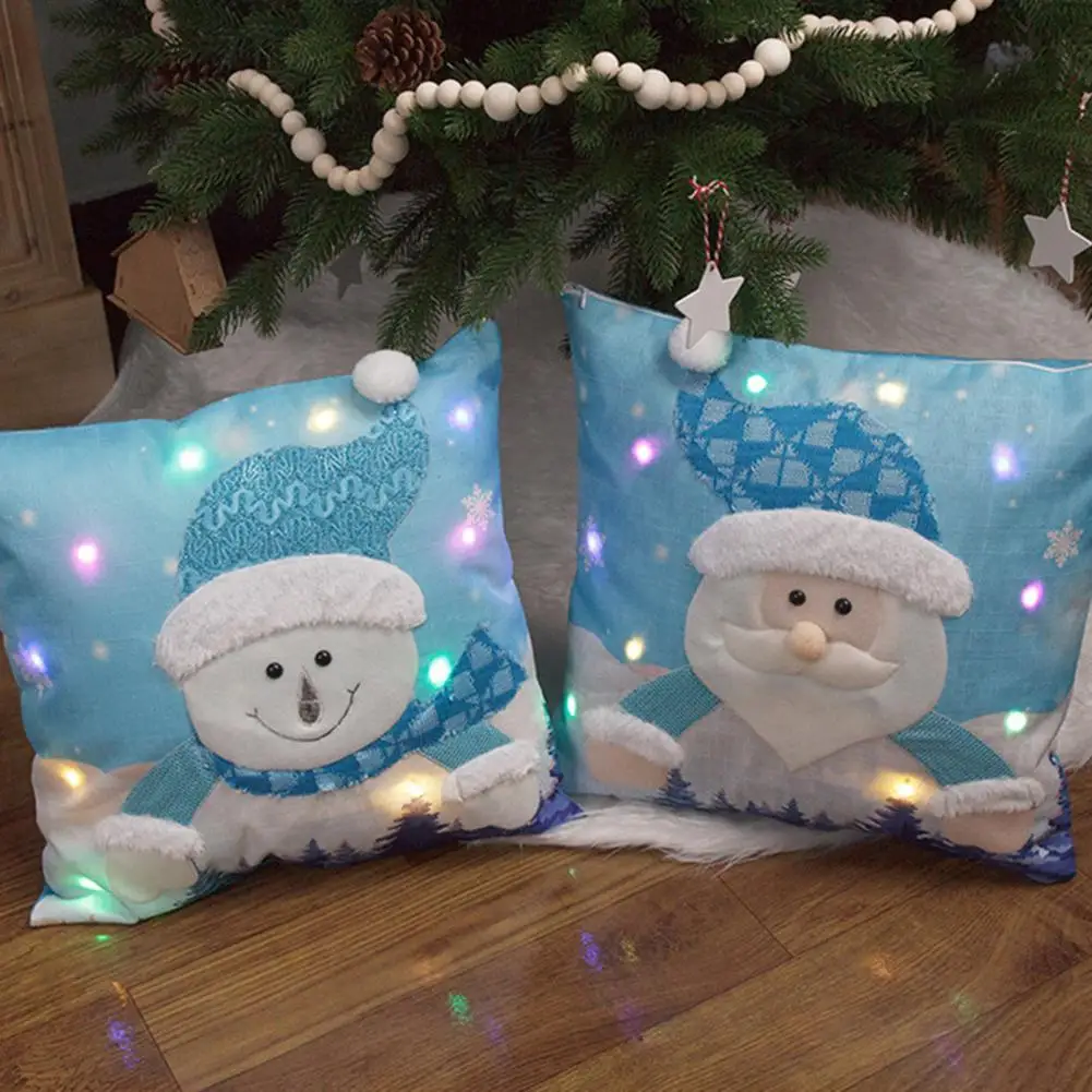 

Pillowcase Christmas Patterns Pillow Cover Wear Resistant Snowman Cushion Cover