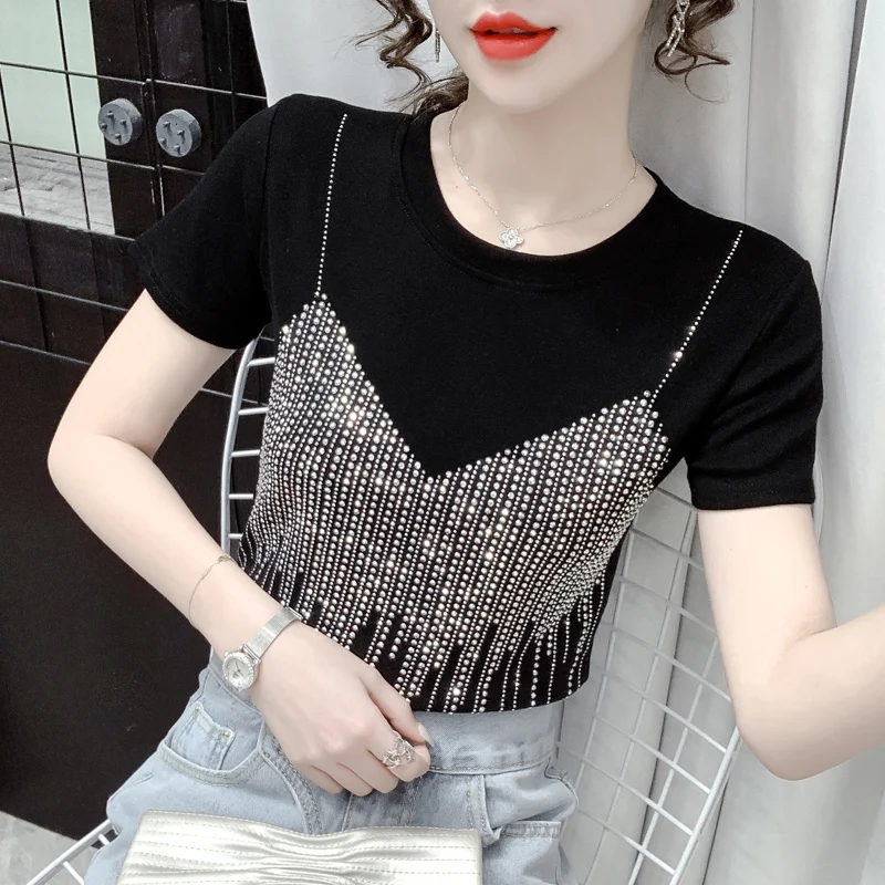 Футболки новая дизайнерская короткая трендовая футболка с круглым вырезом и