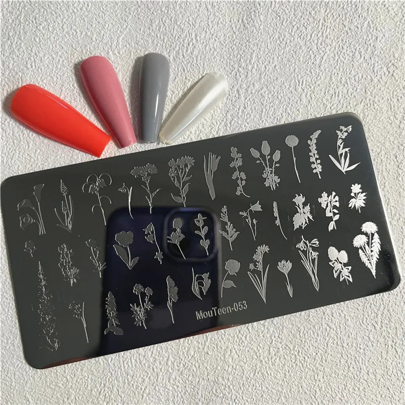 Цветочная штамповочная пластина букет ногтевая свежий цветок штамп для ногтей