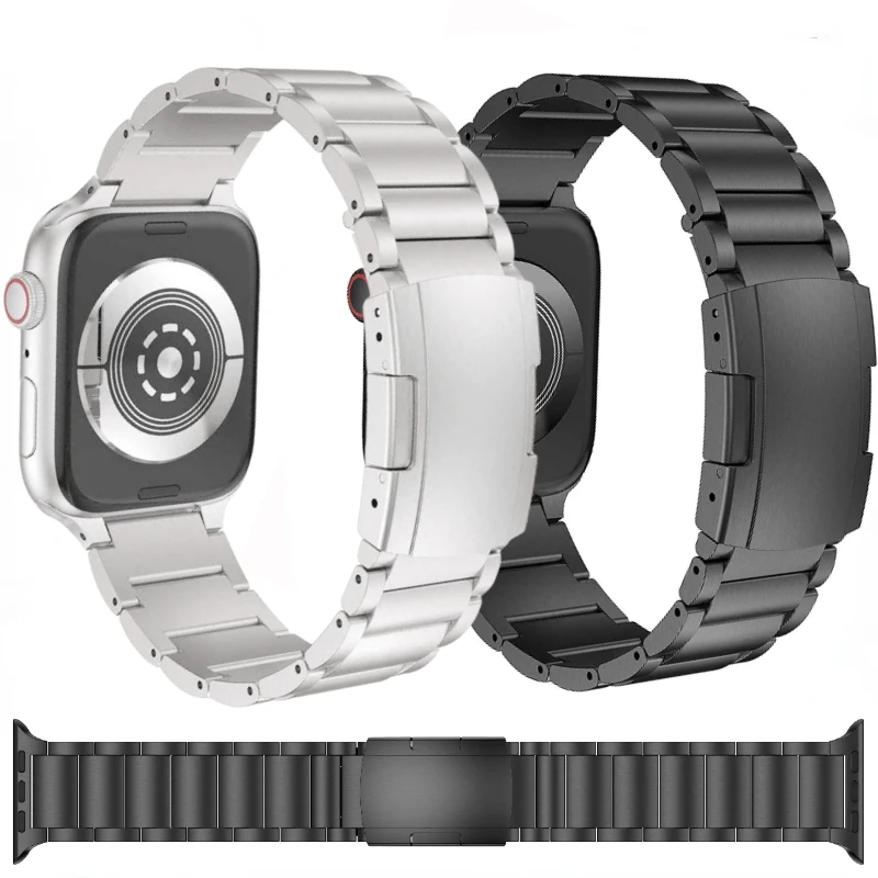 

Titanium Metal Strap For Apple Watch Band 49mm 45mm 44mm 42mm 41mm 40mm Stainless Steel Bracelet Band iWatch UItra 8 7 6 5 4 SE