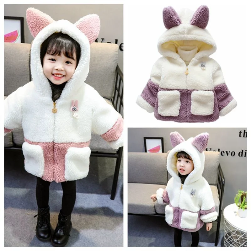 

Baby Girl Boy Winter Jacket Thick Lamb Wool Infant Toddler clothes Child Warm Sheep Like Coat Outwear 2-6Y little girls clothing