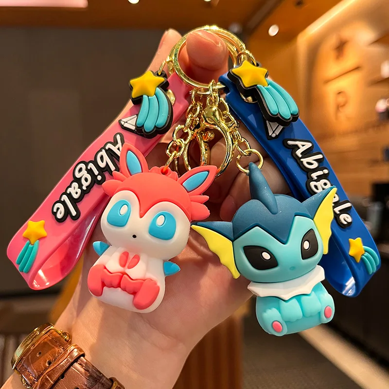 

Pokemon Cartoon Keychain Pendant Toys Action Figure Pikachu Eevee Flareon Sylveon Espeon Jolteon Leafeon Model Dolls Kids Gifts