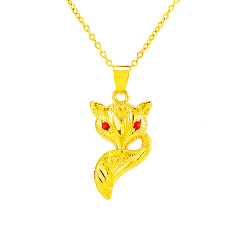 

gold color red crystal Fox Pendant Necklace Animal Choker link Chain Necklaces for Women wedding Jewelry mothers day gift