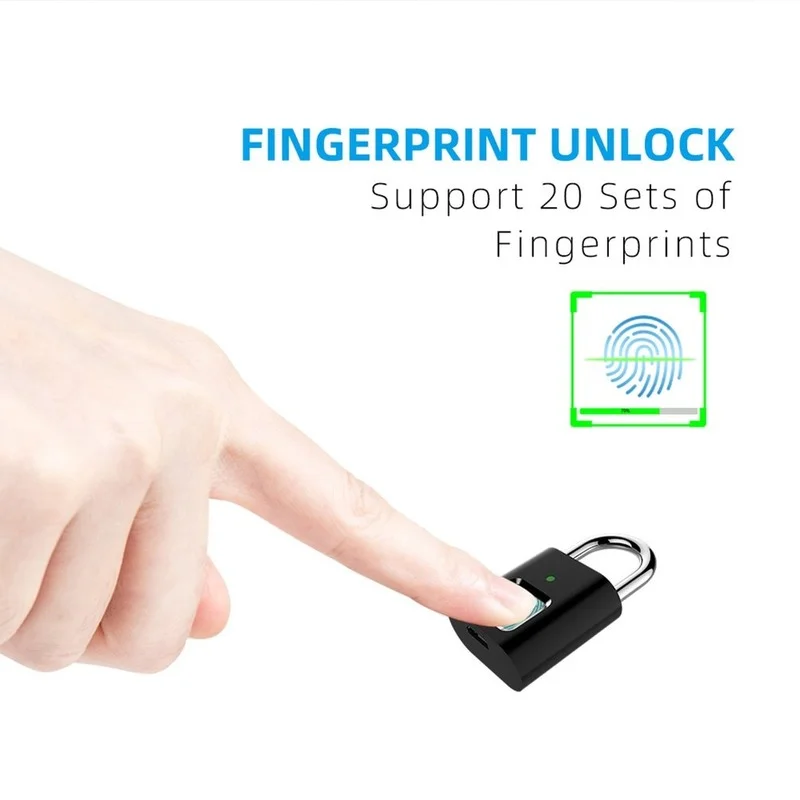 Smart Padlock Door Lock 0.1 Second Unlock Portable Anti-theft Fingerprint L34 USB Rechargeable |