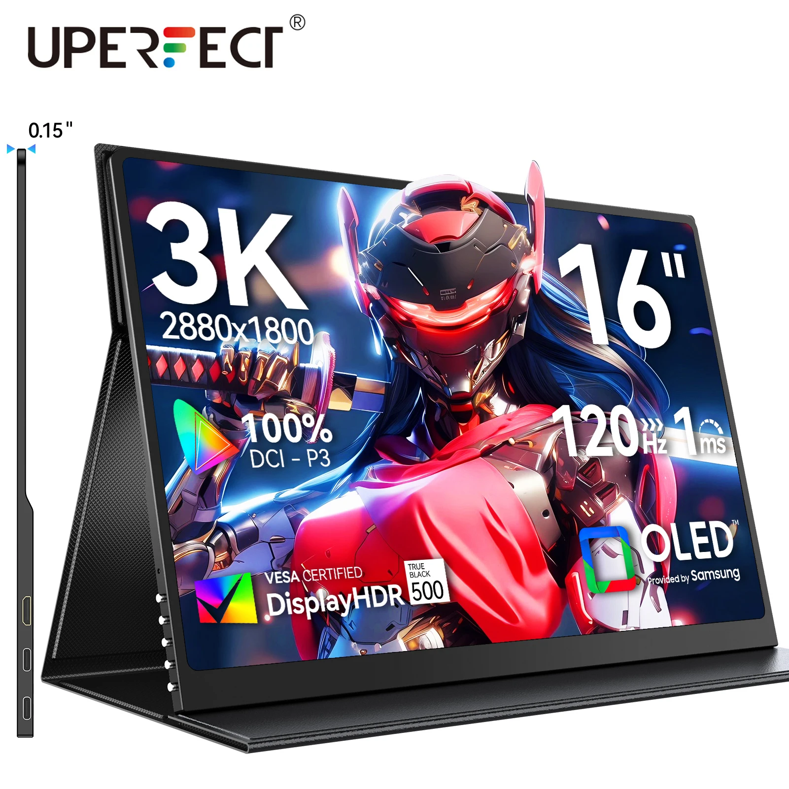 Портативный монитор UPERFECT 16&quot OLED 3K мобильный дисплей 120 Гц 100% DCI-P3 100000:1 500 нит 1MS Eye