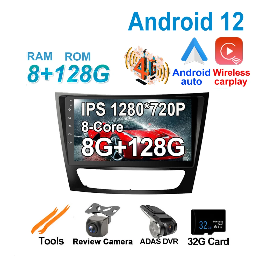

Автомагнитола 9 дюймов, Android 12,0, мультимедийный видеоплеер, GPS-навигация для Mercedes Benz E Class S211 W211 CLS Class C219 2002 - 2010