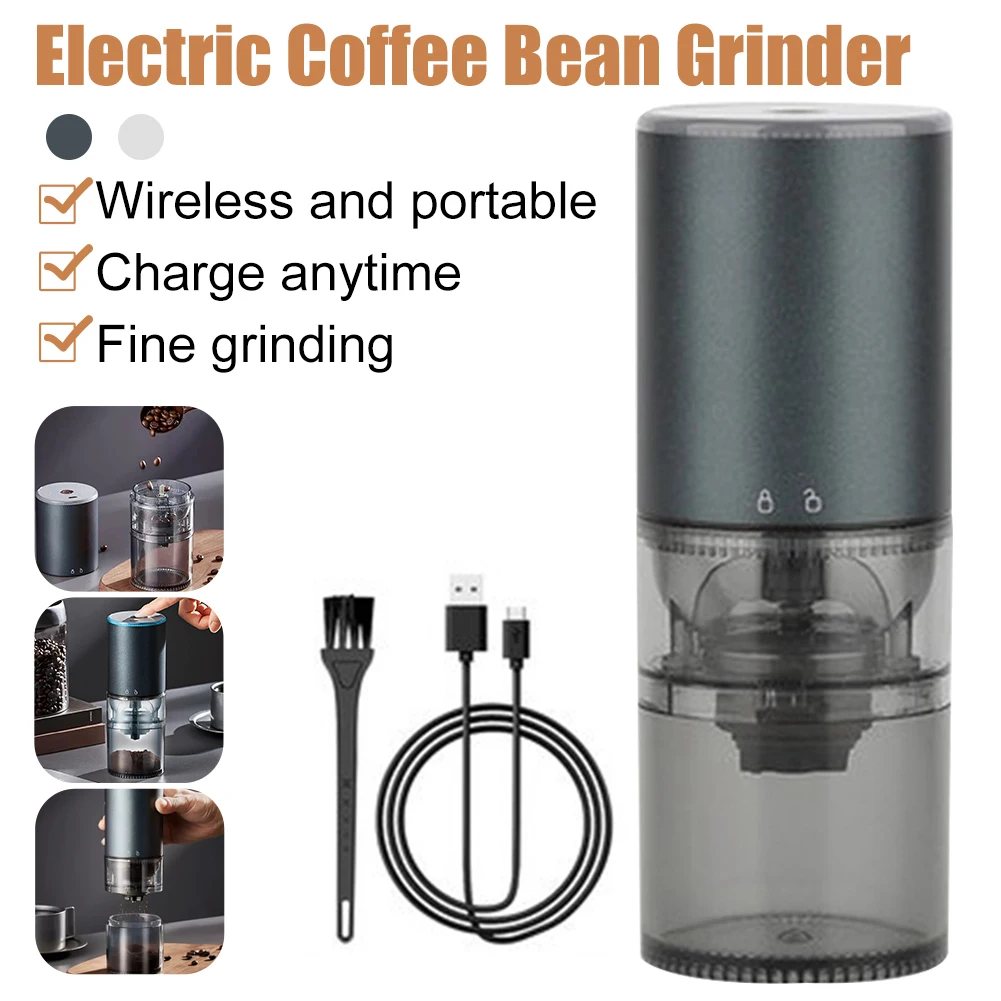 

Электрическая кофемолка, USB перезаряжаемая автоматическая мельница для кофе в зернах, портативная Бытовая кофемолка для дома и офиса