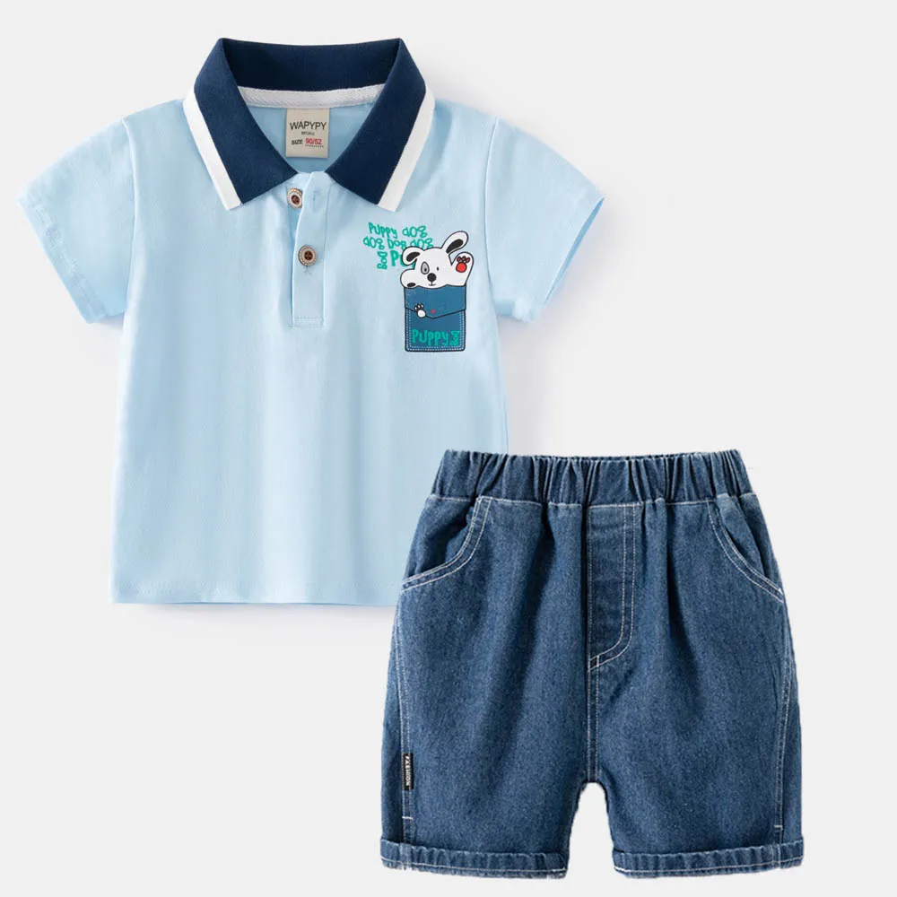 2 шт. футболка-поло и шорты для мальчиков 2024 хлопок