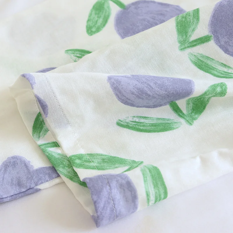 Thin Pure Cotton Pajamas Women's Long-sleeved Trousers Tulip Home Service Suit Turn-over Collar Breathable and Casual Nightwear