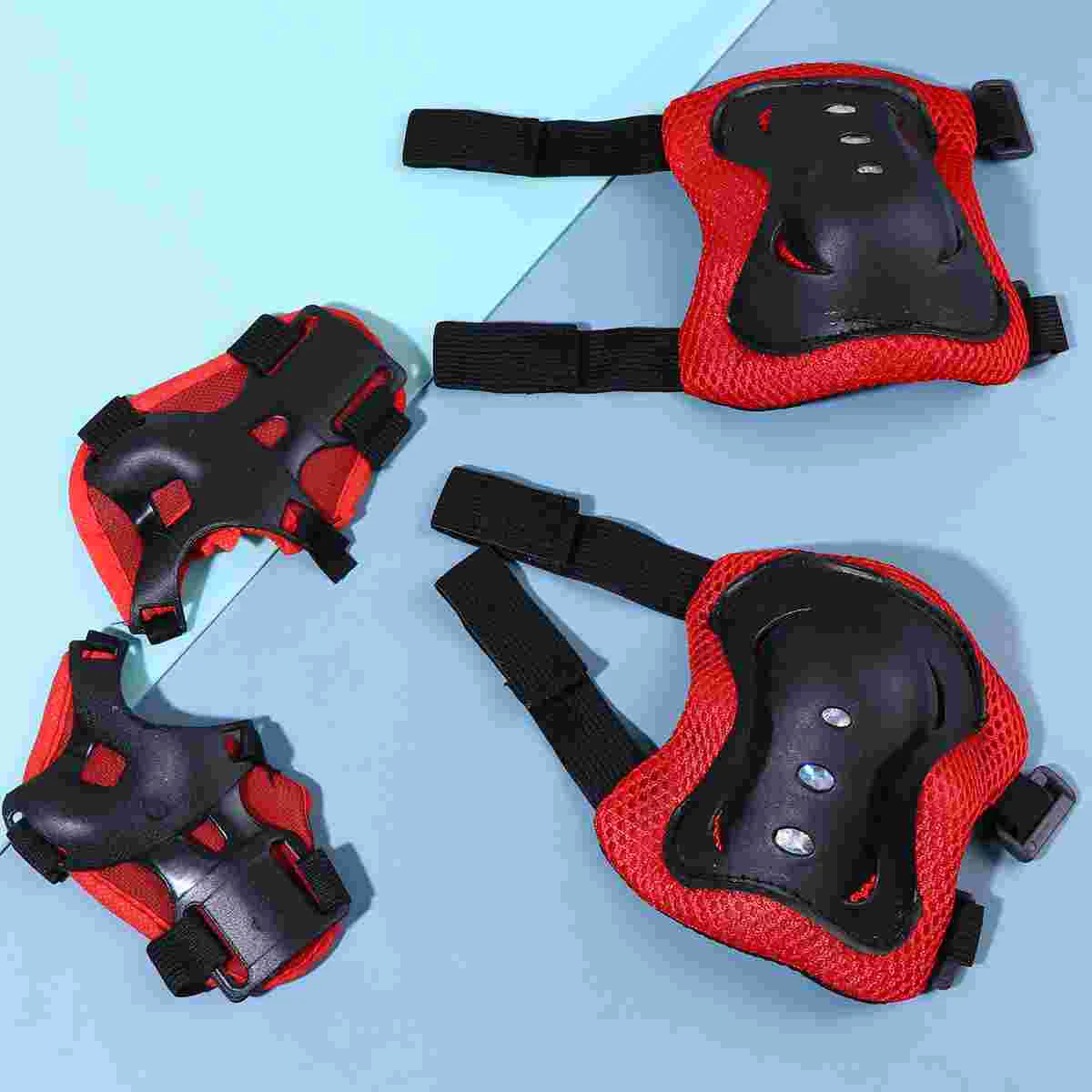 

6pcs Outdoor Sports Protector Protective Gear Knee Pads Elbow Pads for Cycling Skateboard Riding (Black and Red)