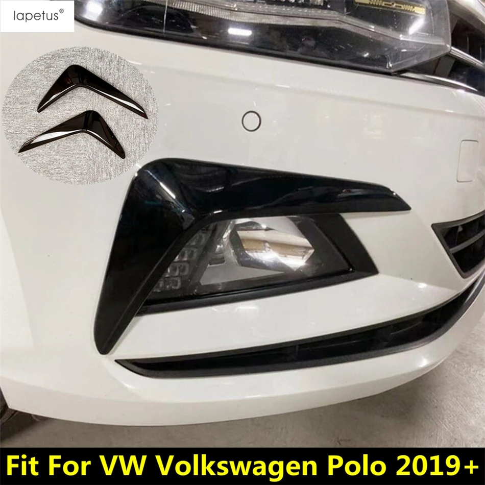

Car Front Bumper Fog Light Lamp Eyebrows Eyelid Decor Cover Trim For VW Volkswagen Polo 2019 2020 2021 Black Plastic Accessories